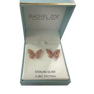 Rachel Zoe Butterfly Stud Earrings – Rose Gold CZ Sterling Silver 🦋